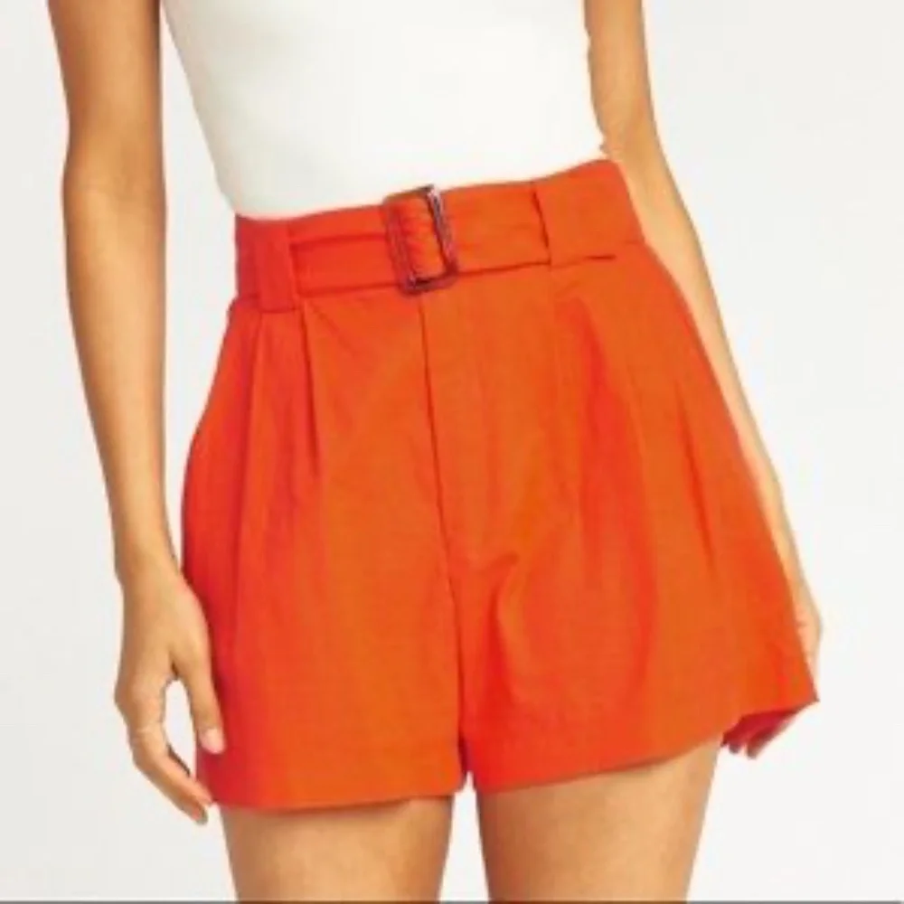 Show Me Your MuMu Percy Linen Shorts Tangerine New - Picture 1 of 3